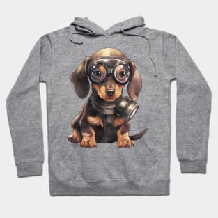 Dachshund Dog Wearing Gas Mask Hoodie